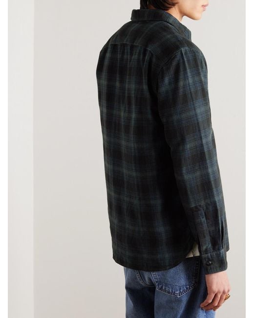 RRL Blue Checked Cotton-flannel Shirt for men