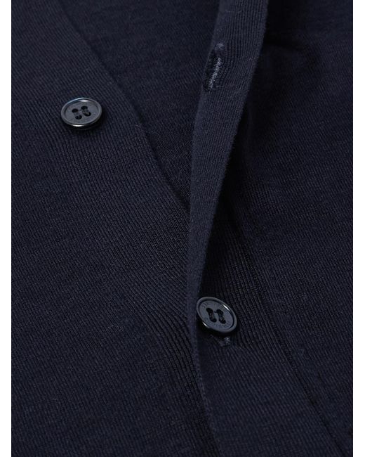 Brunello Cucinelli Blue Silk And Cotton-blend Cardigan for men