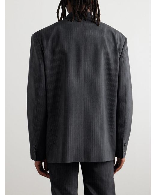 Acne Blue Jarvel Double-Breasted Pinstriped Wool-Blend Suit Jacket for men