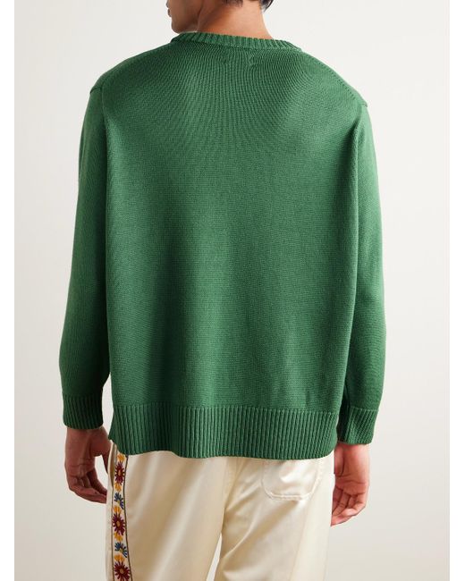 Bode Green Juniper Merino Wool Sweater for men
