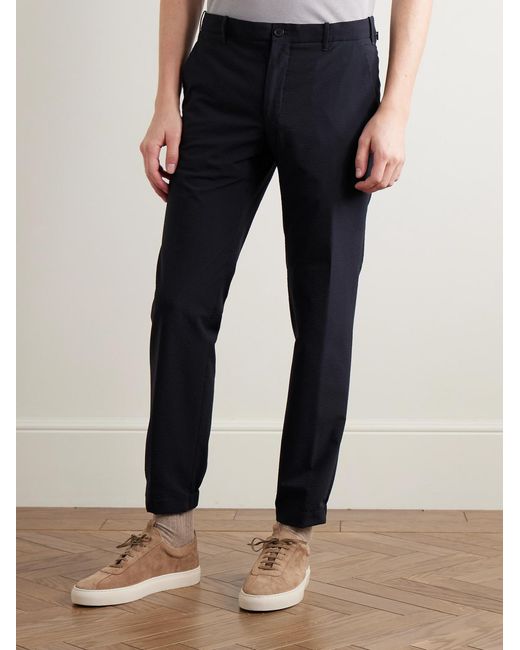 Slowear Blue Teknosartorial Slim-Fit Stretch-Seersucker Trousers for men