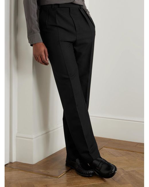 Saint Laurent Black Laurent Logo-Embellished Leather Penny Loafers for men