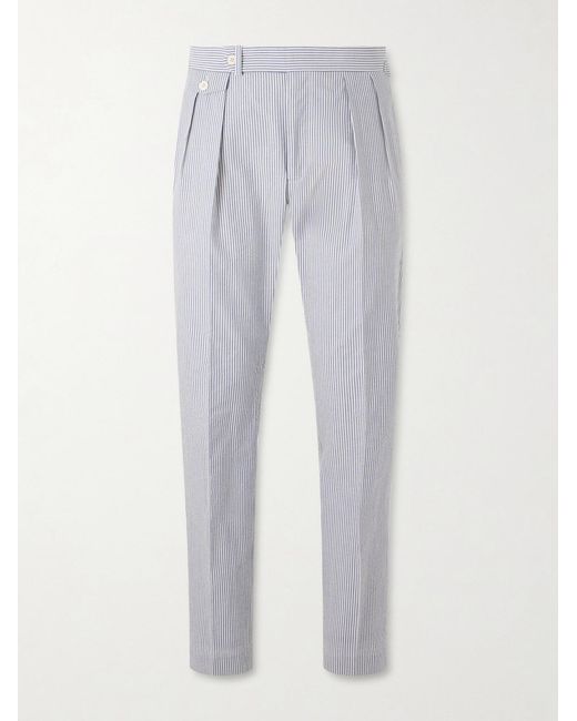 Polo Ralph Lauren White Tapered Striped Cotton-seersucker Trousers for men