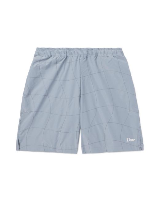 Dime Blue Straight-leg Logo-embroidered Shell Shorts for men