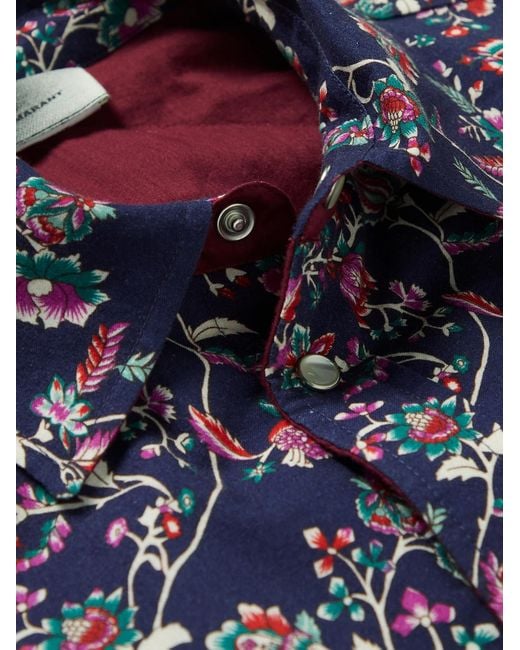 Isabel Marant Blue Valdy Reversible Floral-Print Padded Cotton Overshirt for men