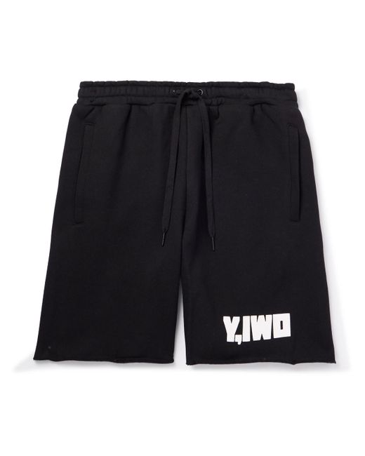 Y,IWO Black Hardwear Straight-leg Logo-print Cotton-jersey Shorts for men