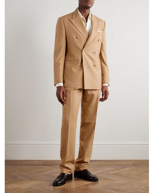 Lardini Natural Double-Breasted Virgin Wool-Blend Twill Suit for men