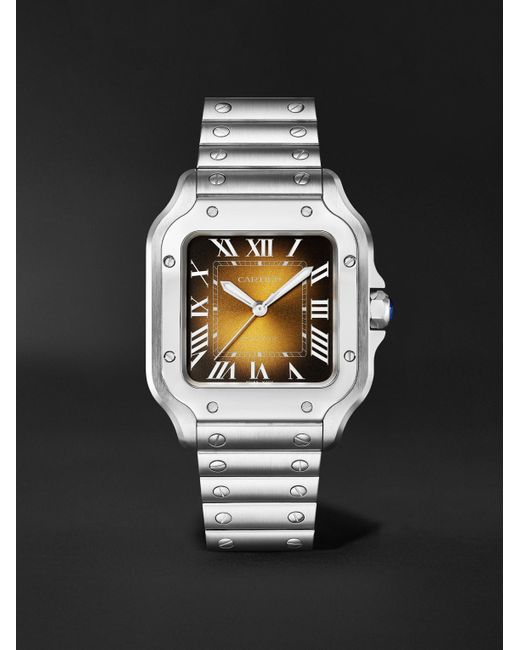 Cartier Black Santos De Automatic 35.1Mm Interchangeable Stainless Steel And Alligator Watch, Ref. No. Crwssa0065 for men