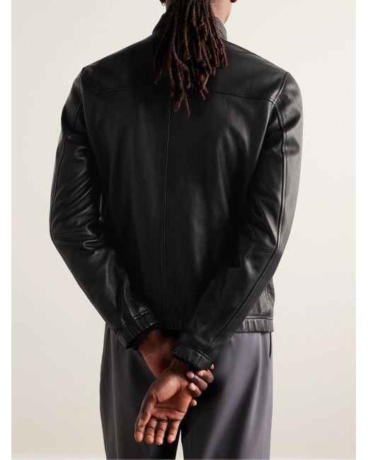 Theory Black Morvek Slim-fit Leather Jacket for men