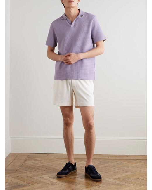 Mr P. Purple Jonny Waffle-Knit Organic Cotton Polo Shirt for men