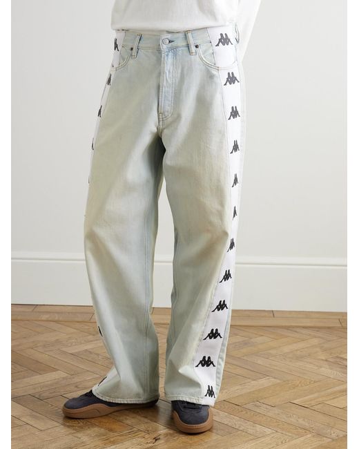 Acne Gray Kappa Straight-leg Webbing-trimmed Jeans for men