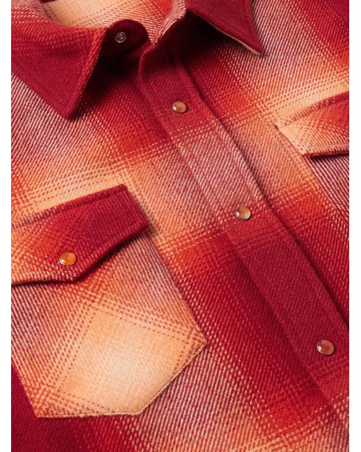 God's True Cashmere Red Checked Cashmere Shirt for men