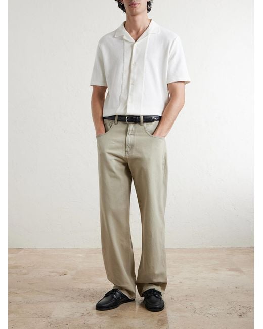 Mr P. White Camp-Collar Linen And Organic Cotton-Blend Shirt for men
