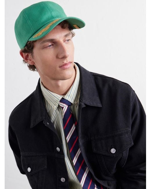 Visvim Green Excelsior Ii Embroidered Cotton-Canvas Cap for men