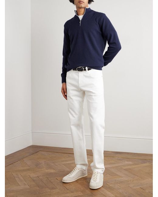 Eleventy Blue Cashmere Half-Zip Sweater for men