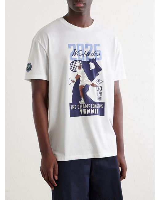 Polo Ralph Lauren White Wimbledon Printed Cotton-Jersey T-Shirt for men