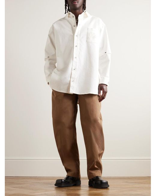 Camicia oversize convertibile in denim con logo ricamato 90s di Off-White c/o Virgil Abloh in Natural da Uomo