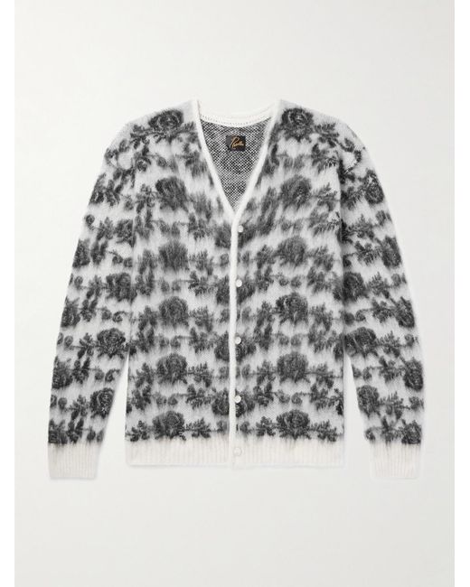 Needles Natural Rose Floral-Intarsia Mohair-Blend Cardigan for men