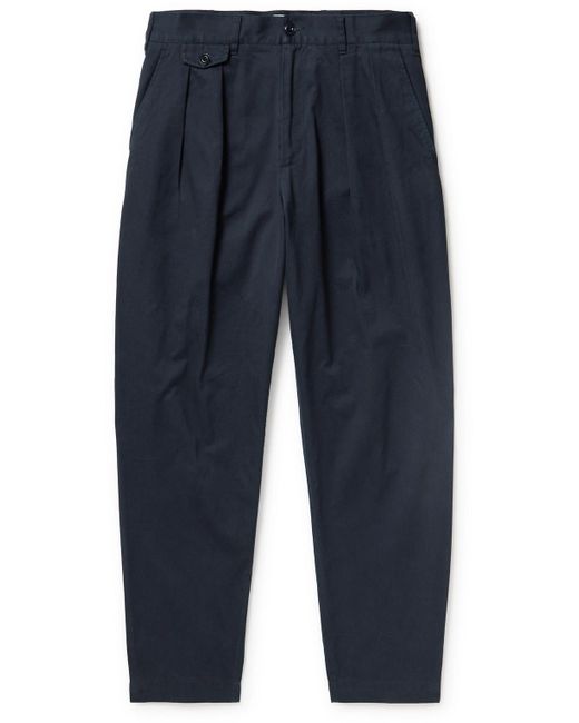Richard James Blue Straight-leg Pleated Cotton-twill Trousers for men