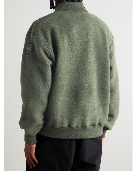 Canada Goose Green Hudson Logo-appliquéd Recycled Wool-blend Fleece Bomber Jacket for men