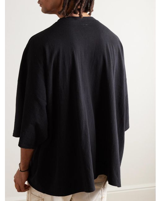 Kapital Black Denim Repair Oversized Printed Cotton-jersey T-shirt for men