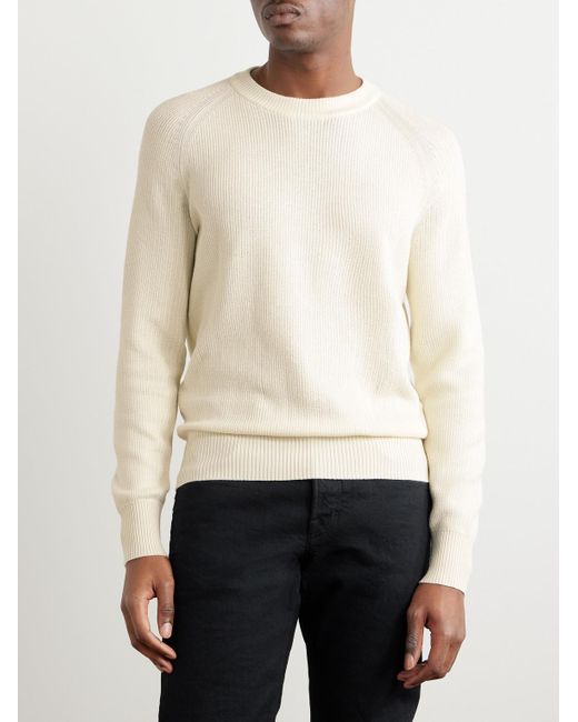 Tom Ford Natural Knitted Wool And Silk-blend Sweater for men