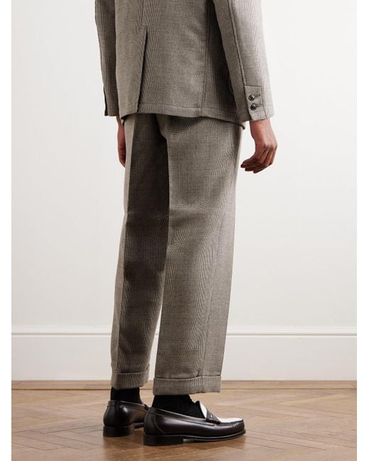 Beams Plus Gray Straight-leg Checked Wool Suit Trousers for men
