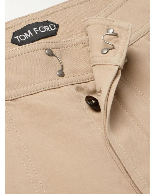 Pantaloni a gamba dritta in twill di cotone di Tom Ford in Natural da Uomo