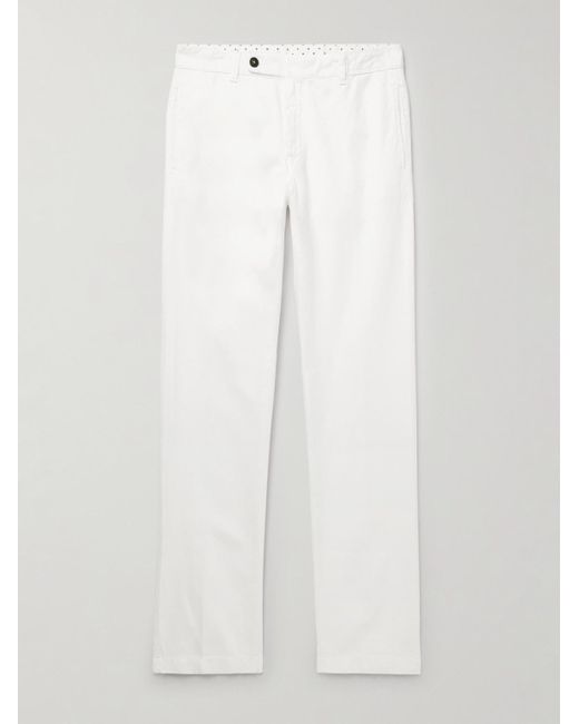 Pantaloni slim-fit in misto cotone e lino Winch2 di Massimo Alba in White da Uomo