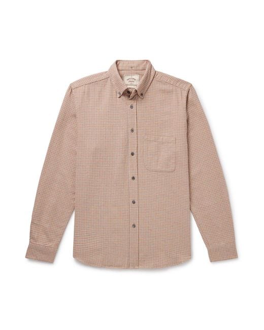 Portuguese Flannel Natural Estudo Button-down Collar Checked Organic Cotton-flannel Shirt for men