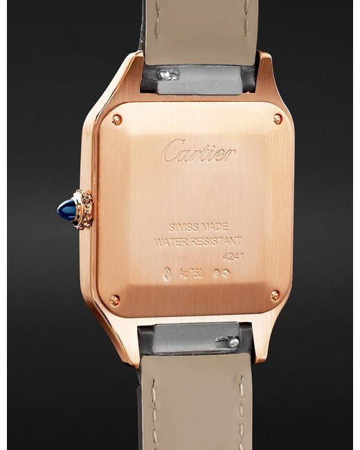 Cartier Black Santos-Dumont Large 18-Karat Rose Watch, Ref. Wgsa0116 for men