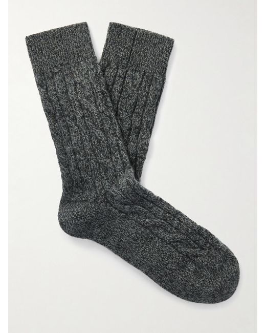 Loro Piana Black Treccia Baby Cashmere Socks for men