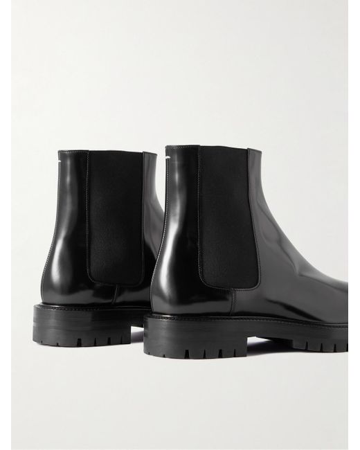 Maison Margiela Black Tabi Patent-leather Chelsea Boots for men