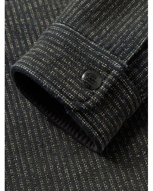 RRL Ernest gestreiftes Hemd aus einer gebürsteten Baumwollmischung in Gray für Herren