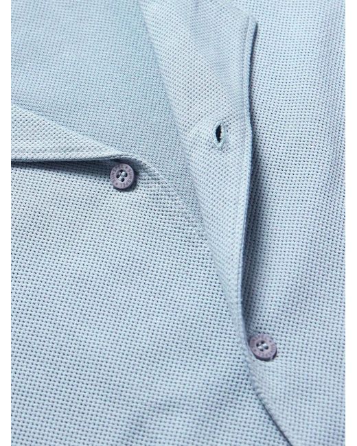 Sunspel Blue Slim-fit Camp-collar Supima Cotton-mesh Shirt for men