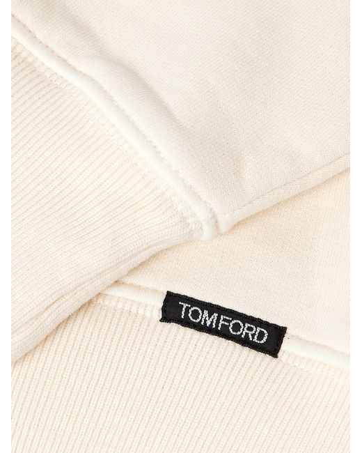 Tom Ford Natural Logo-appliquéd Garment-dyed Cotton-jersey Sweatshirt for men