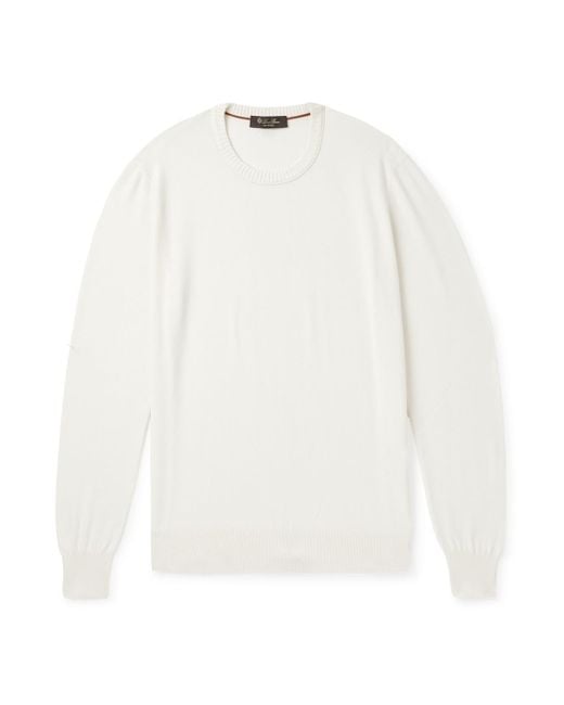 Loro Piana White Cotton And Silk-Blend Piqué Sweater for men