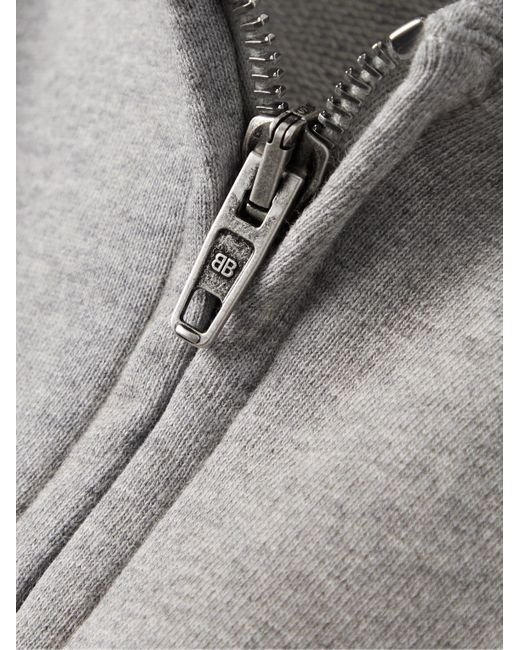 Balenciaga Distressed Zipped Hoodie In Grey