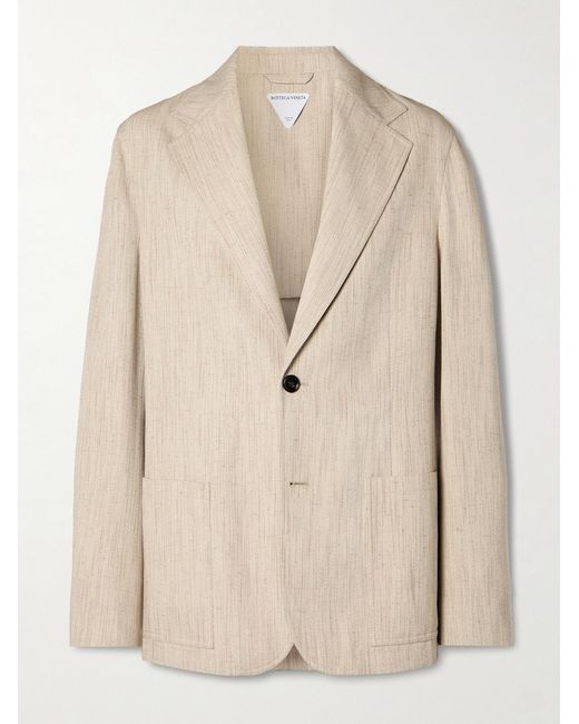 Bottega Veneta Natural Oversized Woven Suit Jacket for men