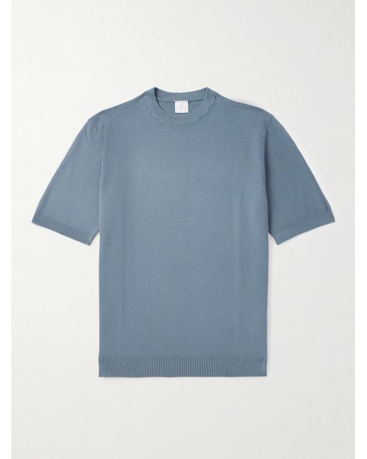 Eleventy Blue Slim-Fit Ribbed Cotton T-Shirt for men