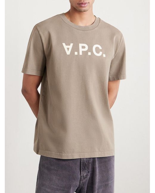 A.P.C. Gray Standard Grand Vpc Logo-Flocked Organic Cotton-Jersey T-Shirt for men