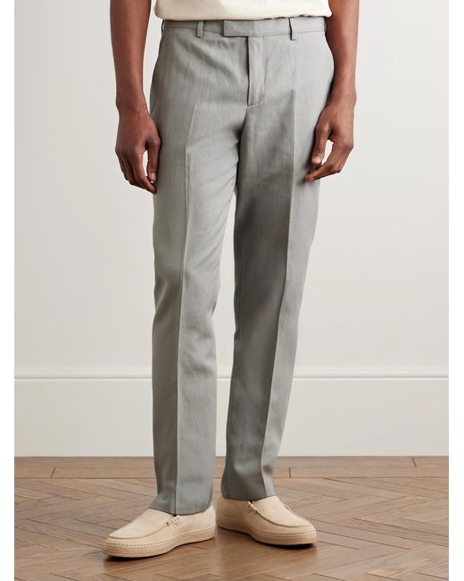 Paul Smith Gray Slim-Fit Linen, Cotton And Lyocell-Blend Suit Trousers for men