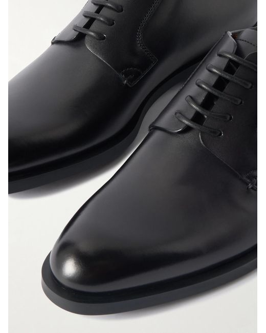 Zegna Black Leather Derby Shoes for men