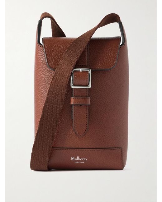 Mulberry Brown Chiltern Full-grain Legacy Nvt Leather Phone Pouch for men