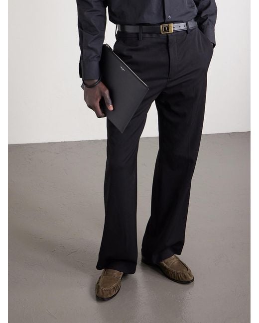 Saint Laurent Gray Le Loafer Monogram Logo-Appliquéd Suede Penny Loafers for men