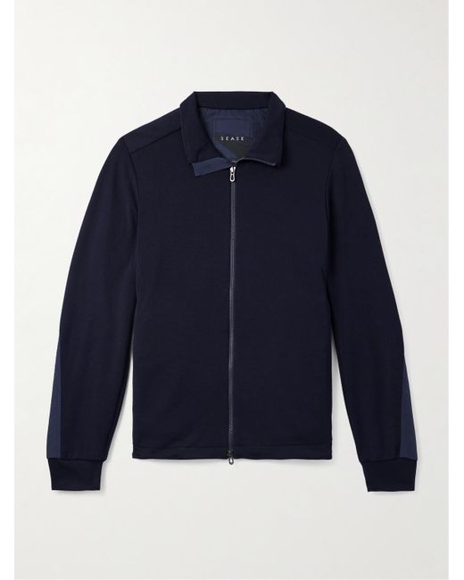 Sease Blue Explorer Ripstop-Trimmed Virgin Wool-Blend Sweater for men