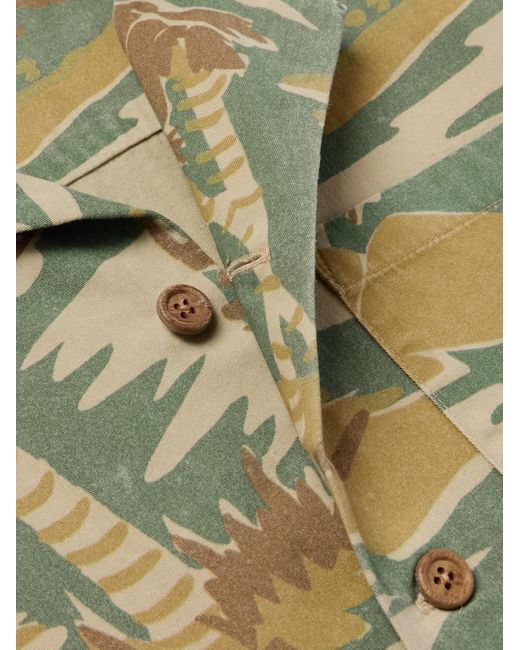 Camicia in twill di cotone stampato con colletto aperto di CHERRY LA in Green da Uomo