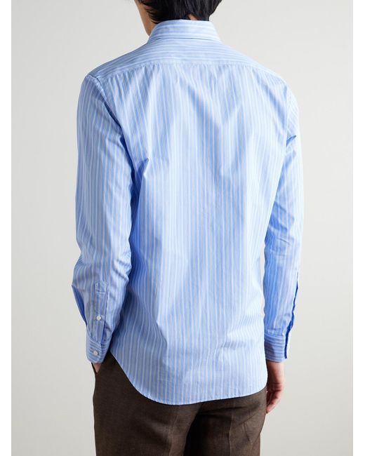 Husbands Blue Striped Supima Cotton-Poplin Shirt for men