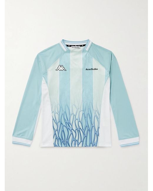 Acne Kappa Oberteil aus gestreiftem Shell und Mesh mit Logostickerei in Blue für Herren