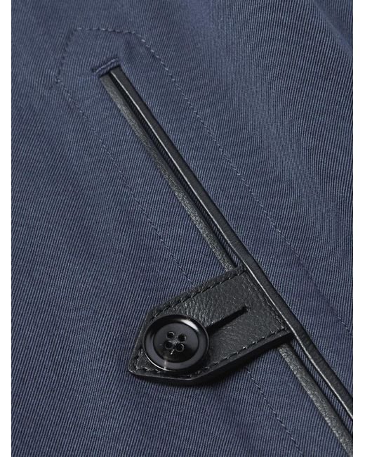 Tom Ford Blue Leather-Trimmed Lyocell-Twill Bomber Jacket for men